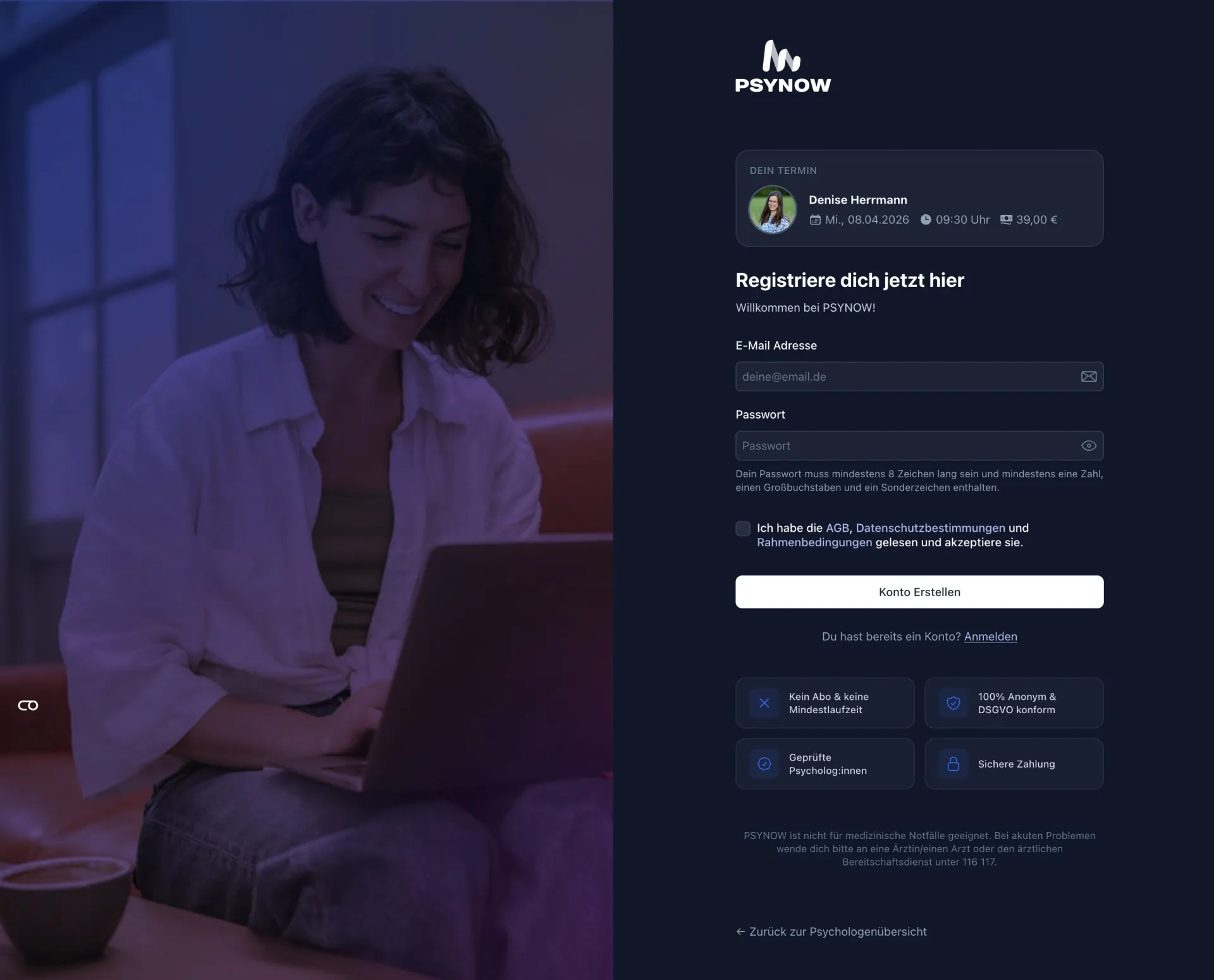Login nach dem Redesign