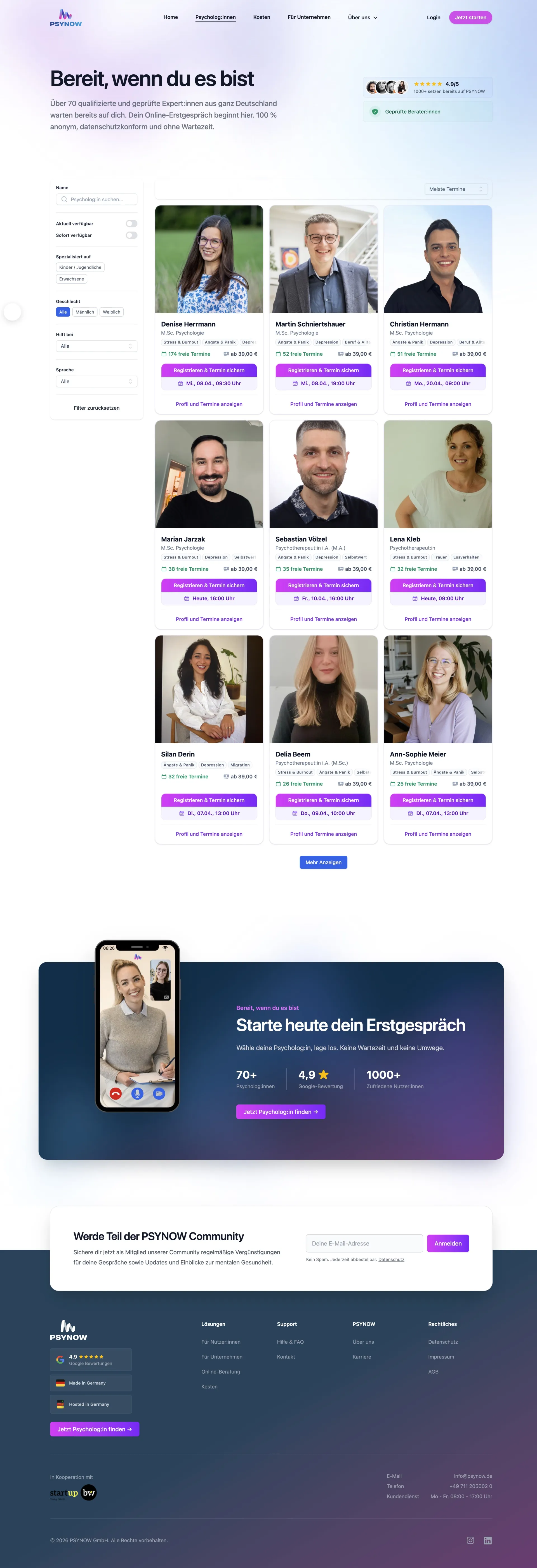 Psychologen-Übersicht nach dem Redesign